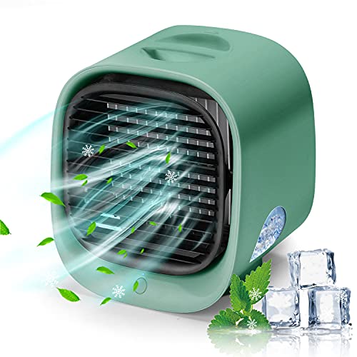 Portable Air Conditioner Fan, Personal Air Cooler, Mini Desk Fan with 3 Speeds LED Light, Portable AC for Home Office Outdoor-Green Portable Air Conditioner Fan, Personal Air Cooler, Mini Desk Fan with 3 Speeds LED Light, Portable AC for Home Office Outdoor-Green