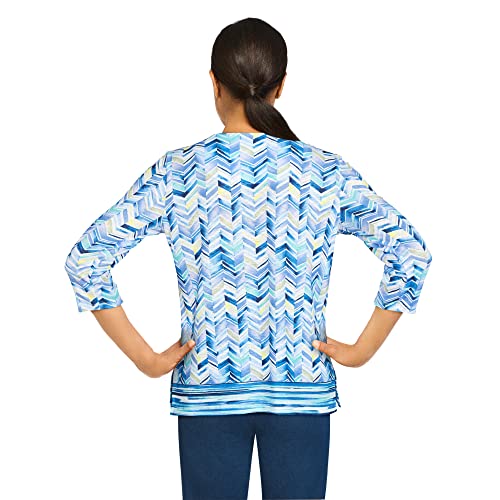 Haut imprimé chevron Alfred Dunner chic style tunique courte avec bijou