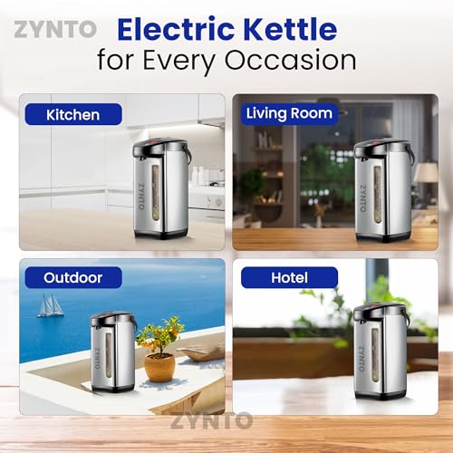 Image of ZYNTO Electric Water Kettle 8 Liter Kettle with Temperature Settings, Safety Lock, Stainless Steel, Automatic Shut-Off And Dry-Boil Protection, Rapid Heating For Tea, Coffee.