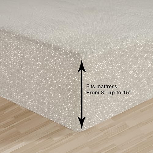 Image of Organic Cotton King Fitted Sheet - Ultra Soft & Breathable with 2 Pillow Covers, 35cm Deep Pocket, Elastic Edges Bottom Sheet - Sundrop