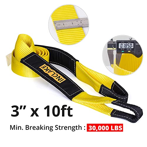 Tow Strap Recovery Kit-3'' X 10Ft (30,000 Lbs. Break Strength) +3/4" D Ring Shackles （62,831 Lbs Break Strength）(2Pcs.)-Heavy Duty Recovery Kit -Off Road Towing Accessory For Jeeps & Trucks #TOP3