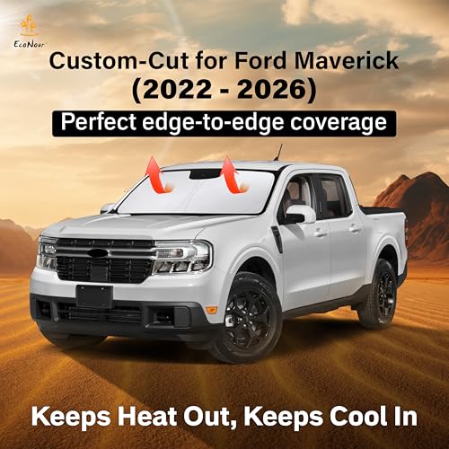 Image of Econour Windshield Sun Shade Compatible for Ford Maverick 2022-2024 2025 2026 Sun Shade Front Windshield Sun Visor Foldable Thicker 5-Layer Block Heat and Sun UV Rays | Car Accessories