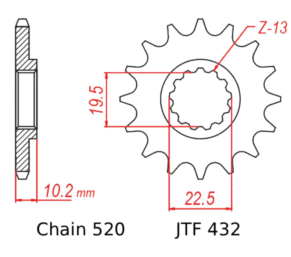 Amazon.com: JT Sprockets JTF432.16 16 Tooth Front Countershaft