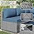 SUNLEI 5 Piece Outdoor Patio Furniture Set with Fire Pit Table, Silver PE Rattan Wicker Conversation Sofa Set with Blue Cushions, All Weather Sectional Patio Couch for Backyard, Deck, Garden, Porch