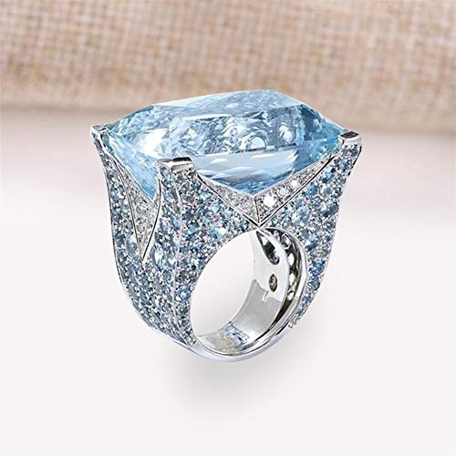 Exquisite Jewelry Ring Love Rings Sparkling Women Cubic Zirconia Ring Bride Wedding Engagement Party Jewelry Gift Wedding Band Best Gifts for Love with Valentine's Day - Blue US 72