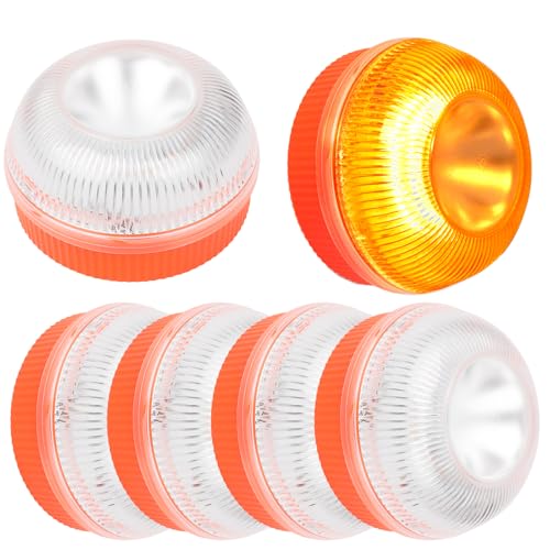 Yinaolan 6x luz de advertencia V16 LED magnética de alta luminosidad alimentada por batería (batería no incluida) con 5 modos de flash para señalización en situaciones de tráfico para coche y moto