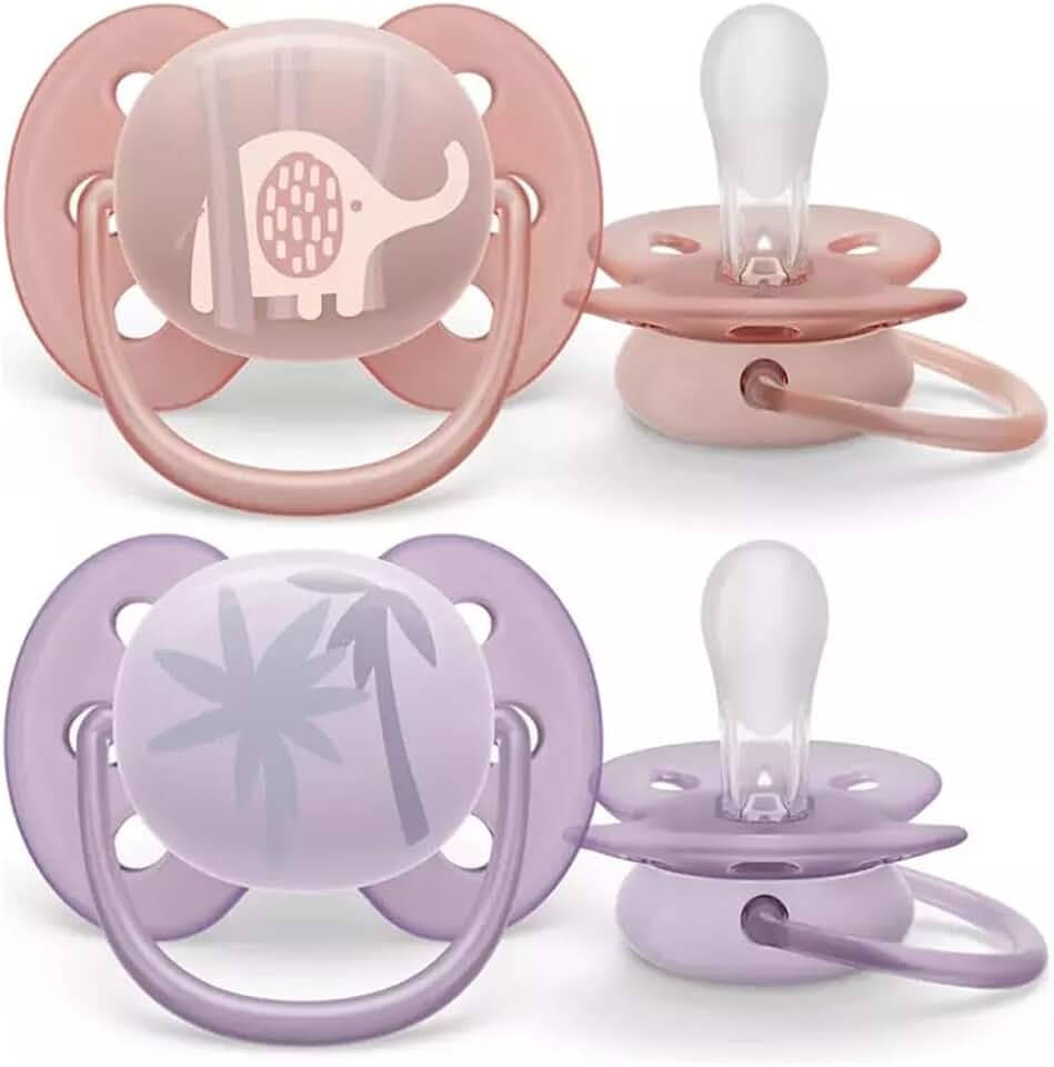 Chupeta Avent Ultra Soft 0-6m Philips Avent Dupla Decorada Elefante e Palmeira