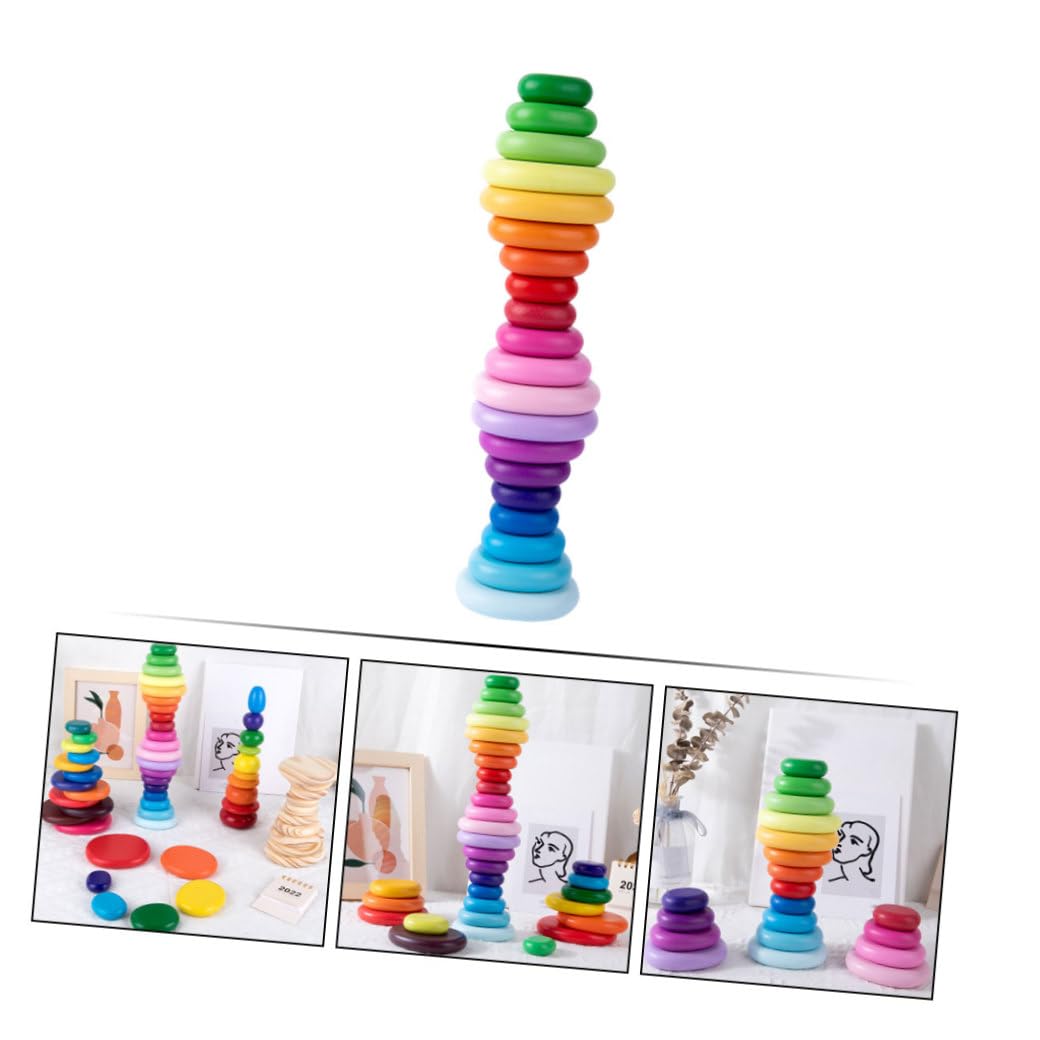 20 Bloques de Construcción de Madera, Bloque de Piedra Emulado, Juego Educativo para Niños, Desarrollo de Coordinación Mano-Ojo, Estimulación de Imaginación y Concentración,