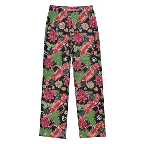 Christmas Red Truck Trees Boys Pants for Kids Jogger Pants with Pockets S-XL