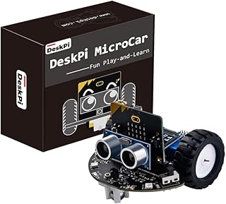 GeeekPi DeskPi MicroCar Microbit Mini Cutebot Kit suitable for BBC Micro:bit V2,DIY Programmable Robot Car Kit,STEM Educational Project,Graphical Makecode Coding Car with Tutorial (Without Micro:bit)