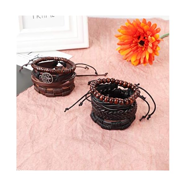 Hanpabum-18pcs-Braided-Leather-Bracelets-for-Men-Women-Woven-Cuff-Wrap-Bracelet-Wood-Beads-Ethnic-Tribal-Bracelets-Adjustable HANPABUM 18pcs Braided Leather Bracelets for Men Women Woven Cuff Wrap Bracelet Wood Beads Ethnic Tribal Bracelets Adjustable
