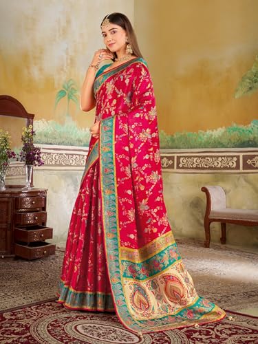 Image of Glory Sarees Women's Luxurious Dola Pure Silk Original Saree Position Print Work Madhubani Inspired Motifs Banarasi Kanjivaram Style Saree With Blouse Piece (Elegant101 Parent)