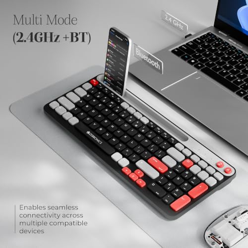 Image of Zebronics Keypad X3 Wireless Keyboard, 102 Keys, 12 Multimedia Keys, 2.4GHz + BT, UV Coated Keycaps, Mobile & Tablet Holder, ₹ Rupee Key, Retractable Stand, USB Nano Receiver (Midnight Black)
