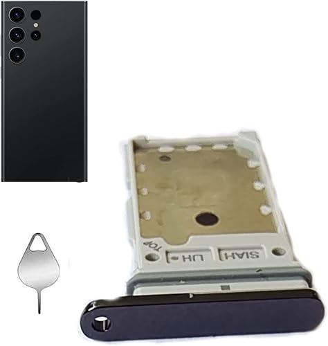 Galaxy S23 Ultra Dual SIM - Bandeja para tarjeta SIM, piezas de repuesto para Samsung Galaxy S23 Ultra 5G+Pin de expulsión (S23 Ultra/Phantom Black)