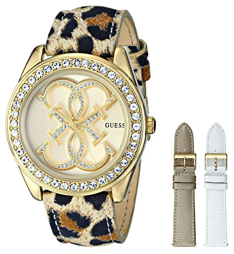 GUESS U0162L2 Women's Gold-Tone Dazzling Iconic Sport Box Set Watch