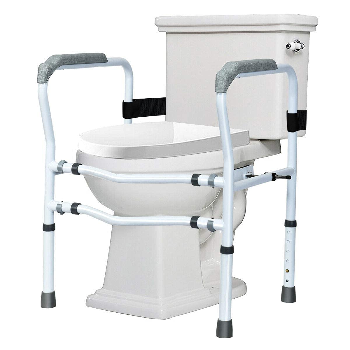 FANTASK Supporto per WC regolabile in altezza, con braccioli senza fori, 48 x 65 x 84 cm