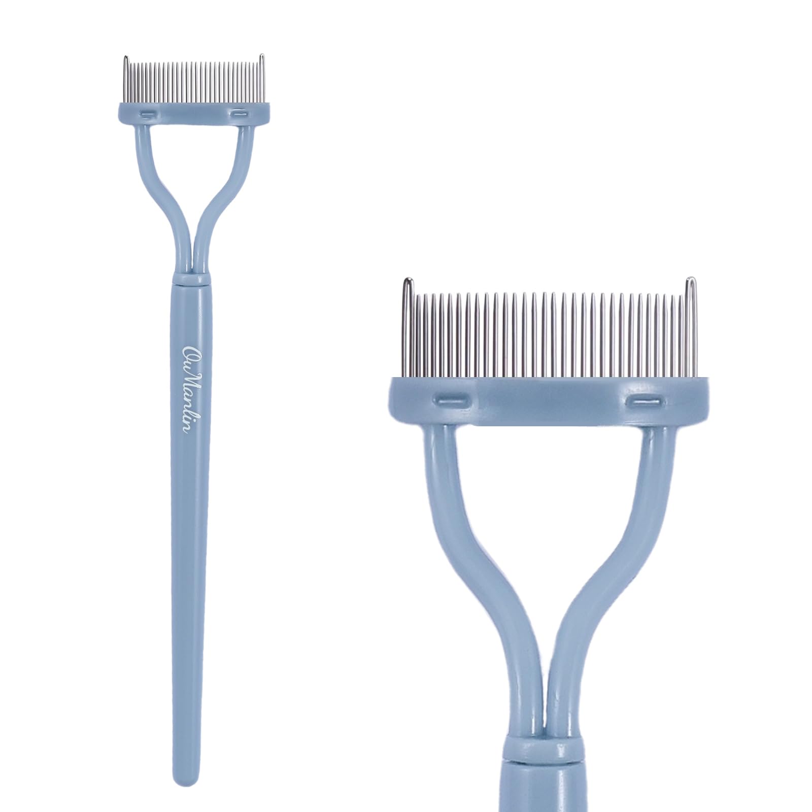 Eyelash Comb Eyelash Separator tool Mascara Applicator Eyelash brush Lash Separator Tool Comb Arc Designed Cosmetic Brushes Tool, With Comb Cover(Grey Blue)