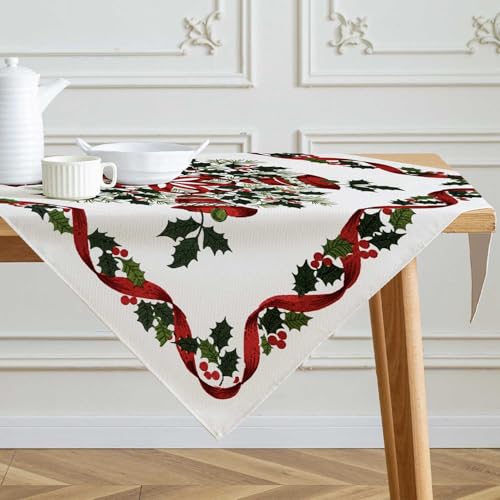 Kiatuniya Tischdecke Weihnachten Mitteldecke Rot Grün Winter...