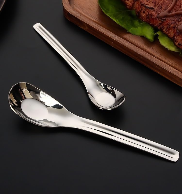 Silverware Flatware Set, 2/8/12/16/20/24 Pieces 304 Stainless Steel Spoons, Long Handle Stainless Steel Soup Spoons, Thickened Spoons(12 Pieces for 6)