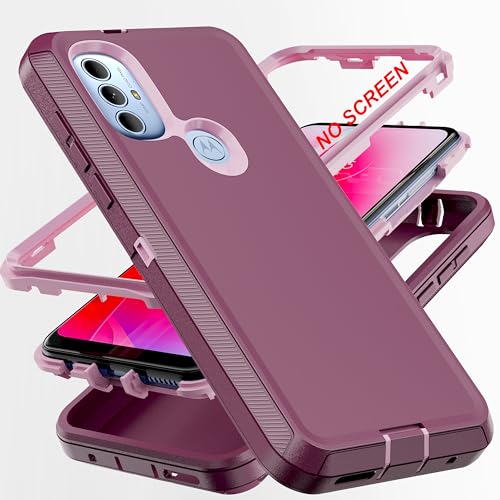 AYMECL for Moto G Power 2022 Case [Military Grade] 3 in 1 Full Body Shockproof Dust/Drop Proof Heavy Duty Protection Cover,for Motorola Moto G Pure/Moto G Play 2023 6.5 Inch,Pink+Wine Red