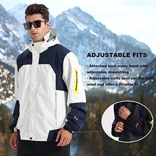 Men's Lightweight Jacket with Detachable Hood Waterproof Windbreaker Raincoat for Hiking Casual Sportswear4