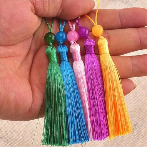 Borlas decorativas de 7cm para manualidades lote de 10 flecos de seda de poliéster 5
