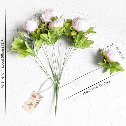 Image of FiveSeasonStuff Soft Peach Pink Vintage Artificial Peonies Silk Flowers and Hydrangeas for Wedding Bridal Home Decor - Beautiful Floral Centerpiece Bouquet (Tender Petal)