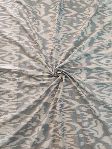 Image of Indian Hand-Block Printed Jaipuri Print Tropical Paisley Floral Ethnic Sanganer Kurti Print Cotton Fabric (Grey Ikat Plan, 5 Yards)