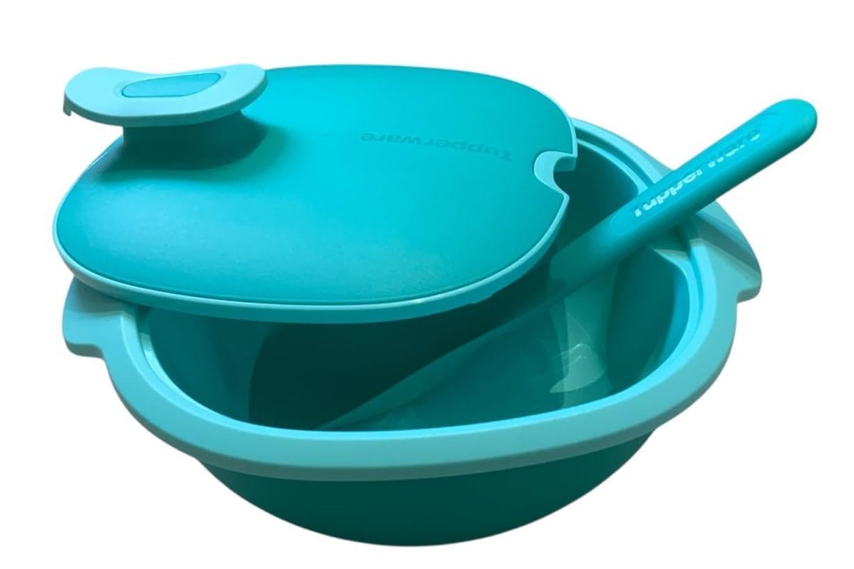 Tupperware Piccolo server Super Servierstar Thermo-Duo + cucchiaio, utensile da cucina, per mantenere il caldo, Warmie Tups con cucchiaio da servizio, turchese, acqua, 2,4 litri, 2400 ml