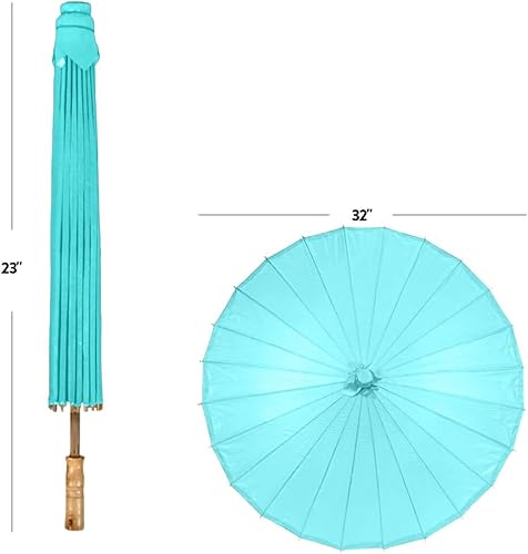 Miniatura 3 de Koyal Wholesale Sombrilla de papel de 32 pulgadas, paquete de 4 paraguas para bodas, damas de honor, recuerdos de fiesta, sombra de verano (4, azul