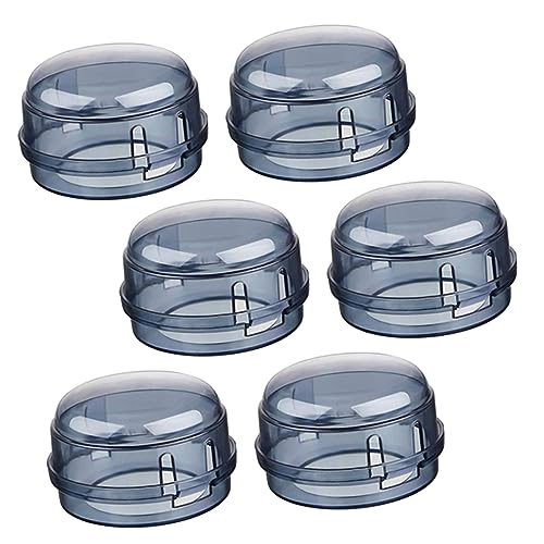 ERINGOGO 6pcs Switch Cover Gas Covers Stove Safety Case Stove Covers Protector Knob Covers Guard Plastic Child Big Hole Protection Cap, 6.5x6.5cm, Black