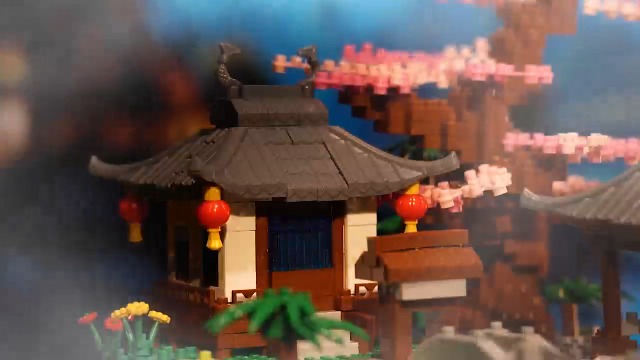 LQPFBSM Peach Blossom Pool Architecture Micro Mini Building Block