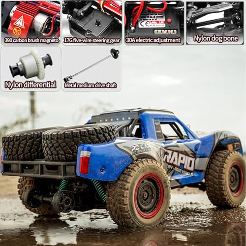 Image of RC Cars 1:14 RC Truck 30 MPH 4WD Remote Control Car All Terrain Trophy Car for Adults Boys Teens Fast Off-Road RC Buggy Big Short Course Monster Truck with 2 Batteries 50 Mins Play (RTR)