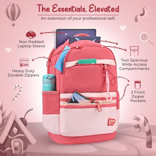 Image of Gear Delight 18 inch /30L Large Water Resistant School Bag | Casual Backpack | Daypack | Travel Backpack | Kids Bag for Boys /Girls (Red - Pink)