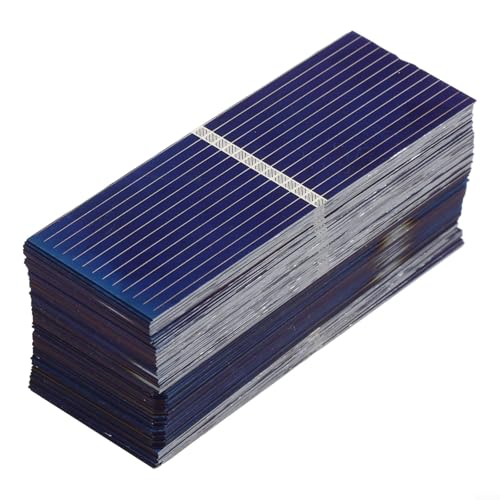 Eawfgtuw Mini-Solarzelle Polykristallines Silizium-Panel-Set, 52 x 19 mm, 0,5 V, 0,17 W, Solarstrommodul mit hoher Umwandlungseffizienz für DIY-Projekte, Batterieladung, 100 Stück