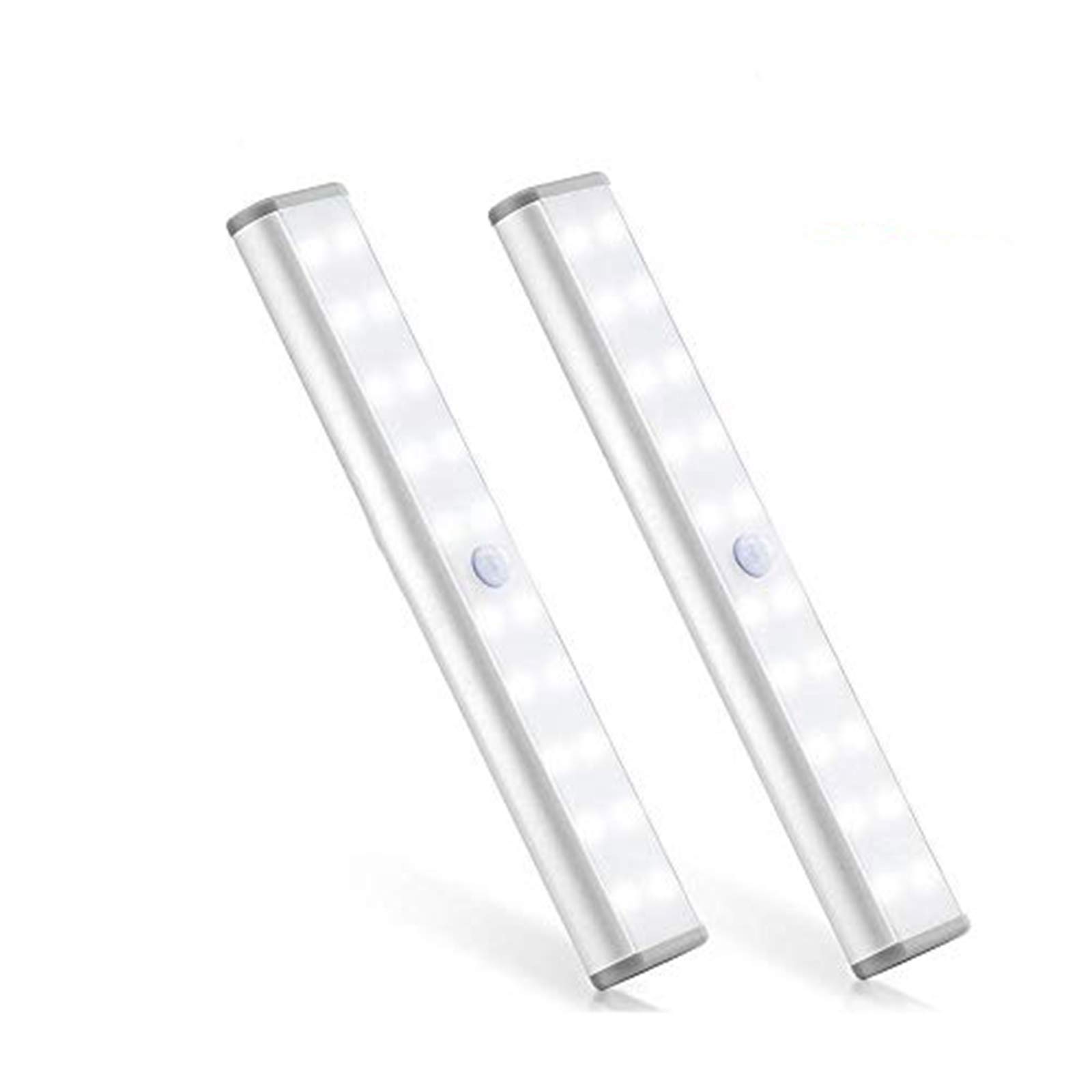 20 LED Wireless Motion Sensor Cabinet Light, Body Induction, USB Rechargeable Cabinet Lighting, Magnetic Removable Stick-On Anywhere, White Light, Silver