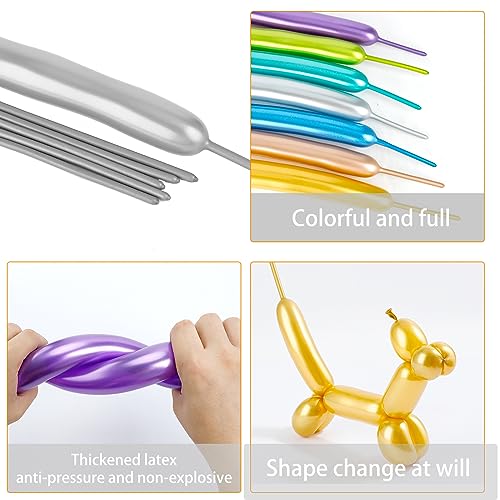 Image of Metallic 260 Balloons - Long Balloons for Arch & Animals, Mix Colors, Kit Includes 50pcs