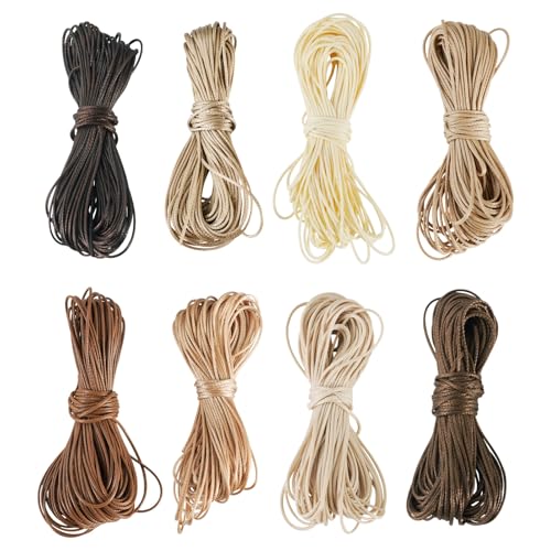 Crafans Cordones encerados coreanos de 80 metros de 0,5 mm, 8 colores, redondos, macramé, artesanales, manualidades, joyas, hilos para manualidades, pulseras, collares, fabricación de joyas