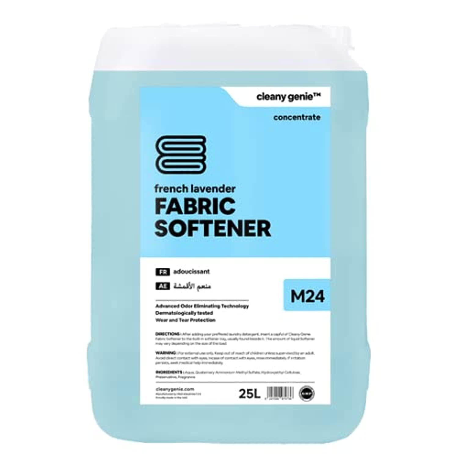 Cleaning Superstore Cleany Genie Advance Odor Long Lasting Fragrance Fabric Softener Concentrate Gel, French Lavender, 25 Liter, M24, Pack of 1