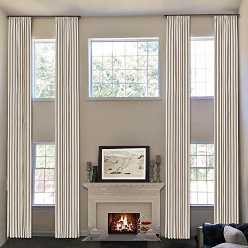 Frelement 132 Inches Long Velvet Curtains Room Darkening Curtains for High Tall Windows Thermal Insulated Window Panels Pinch Pleat Curtains for Living Room, 50" W x 132" L, 1 Panel, Light Taupe