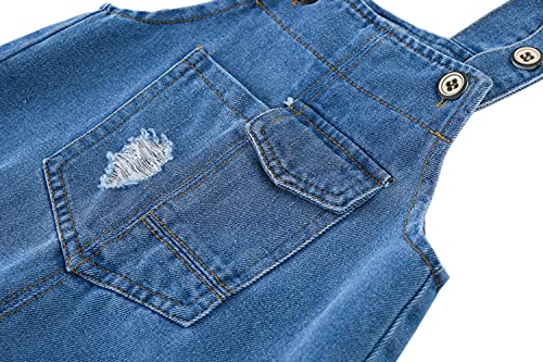 DINGDONG'S CLOSET Baby Toddler Kid Boys Girls Ripped Denim Overalls3