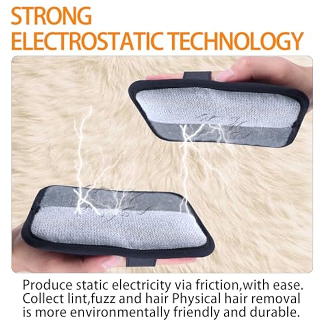 Pet Hair Removal Gloves, 2 Pack, Reusable Static Tech Grooming Mitts for Cats and Dogs, Washable Fur Remover for Furniture, Carpet, Car Seats-SwzRT4nF