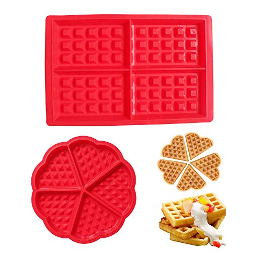BAKER DEPOT Kitchen Baking Set Silicone Waffle Mold Cake Mold Square Shape Heart