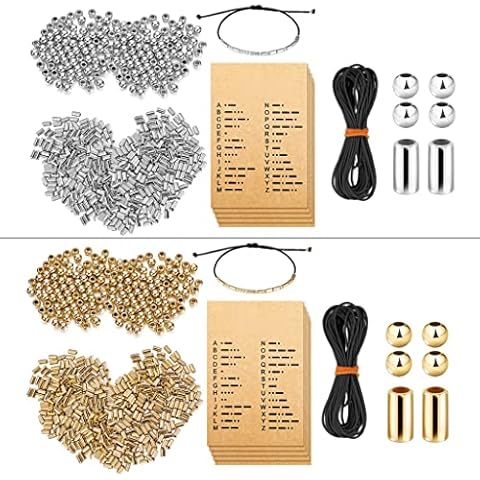 ehbn9 Round Spacer Beads Long Tube Spacer Beads Manually Adjustable Bracelet Necklace Morse Code Decoding Card Rope Set Cover