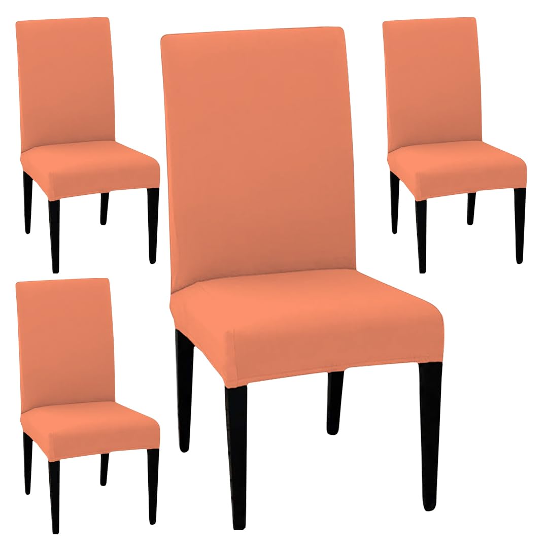 HOTKEI Pack of 4 Peach Color 200 GSM Dining Table Chair Cover Stretchable Slipcover Seat Protector Removable 1pc Polycotton Dining Chairs Covers for Home Hotel Dining Table Chairs (B0C9WXQ7VW) Amazon Price History, Amazon Price Tracker