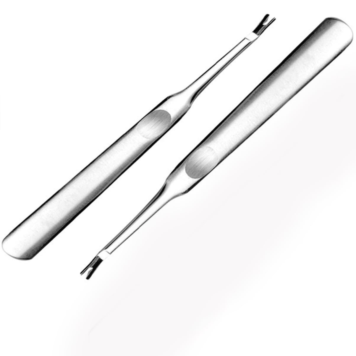 minkissy 2pcs Nail File Buffer Cuticle Remover Tool Stainless Steel v Cuticle Trimmer Fork for Dead Skin Pusher for Fingernails Toenails
