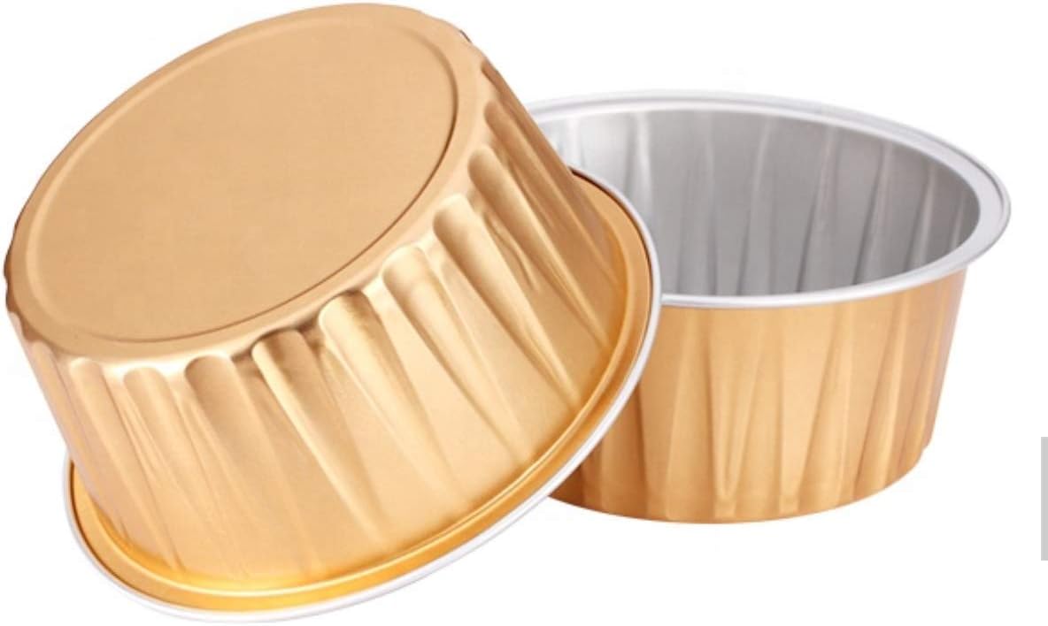 KEISEN 3 2/5" 4oz 120ml 100/PK Disposable Aluminum Foil Cups for Muffin Cupcake Baking Bake Utility Ramekin Cup gold
