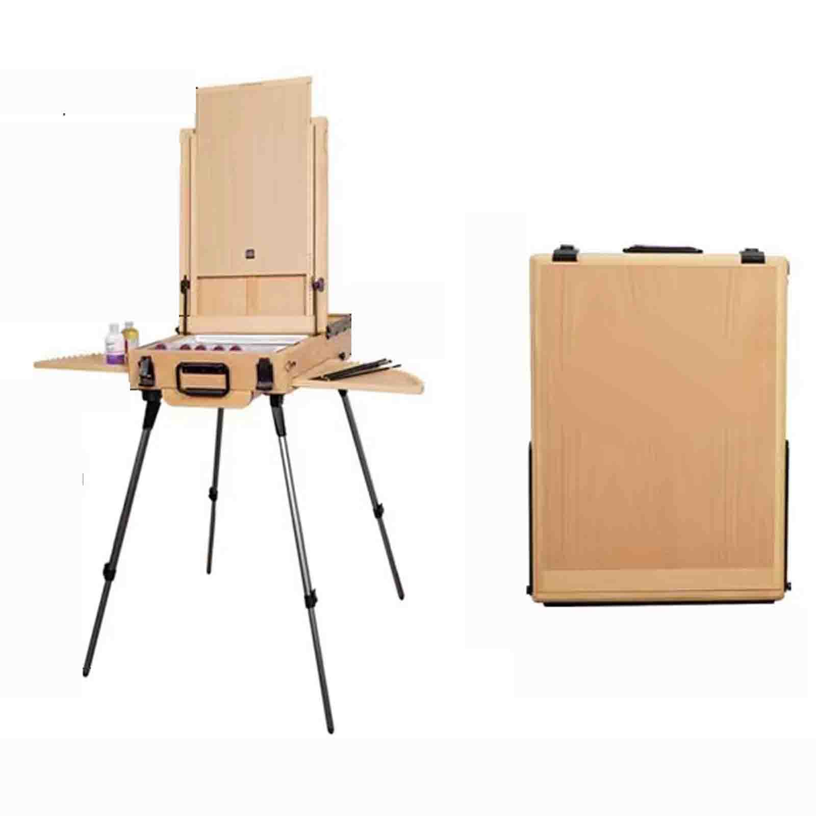 Caja de pintura al óleo para bocetos al aire libre, marco de pintura al óleo de madera de haya portátil plegable, caballete para principiantes y adultos con estabilizador plegable