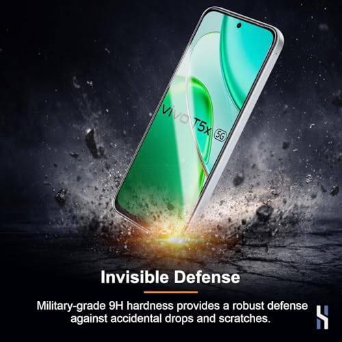 Image of Tempered Glass for Vivo T5x and iQOO Z11x (6.76 Inch) Military Grade 9H Screen Guard, Anti-Scratch, Shatterproof, Edge to Edge Full Coverage - Black Border