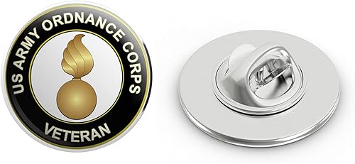 US Army Veteran Ordnance Corps Metal 0.75" Solapa Sombrero Pin Tie Tack Pinback